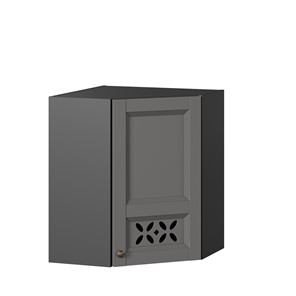 Шкаф настенный Амели-3 угловой 600 ЛД 299.610.000.056, Черный/Оникс серый в Чебоксарах