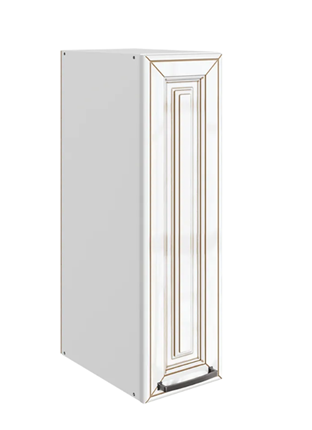 Кухонный навесной шкаф Атланта L200 H720 (1 дв. гл.) эмаль (белый/белый глянец патина золото) в Чебоксарах - изображение