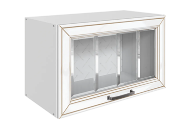 Шкаф кухонный Атланта L600 Н360 (1 дв. рам.) эмаль (белый/белый глянец патина золото) в Чебоксарах