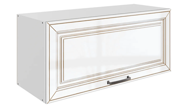 Навесной кухонный шкаф Атланта L800 Н360 (1 дв. гл.) эмаль (белый/белый глянец патина золото) в Чебоксарах