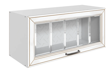 Шкаф на кухню Атланта L800 Н360 (1 дв. рам.) эмаль (белый/белый глянец патина золото) в Чебоксарах