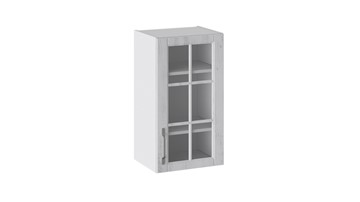 Навесной кухонный шкаф Прованс (Белый глянец/Санторини светлый) со стеклом В_72-40_1ДРс в Чебоксарах