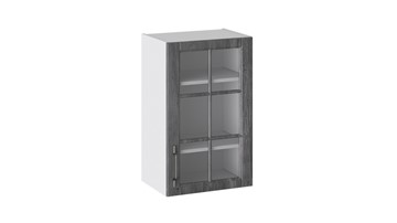 Навесной шкаф Прованс (Белый глянец/Санторини темный) со стеклом В_72-45_1ДРс в Чебоксарах