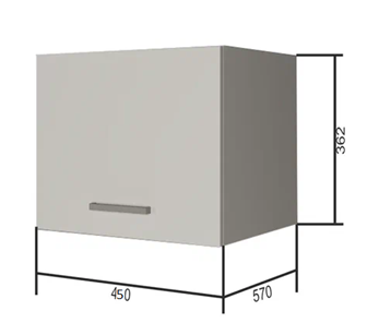 Кухонный шкаф ВГ45Г, Белое гладкое Ламарти/Антрацит в Чебоксарах