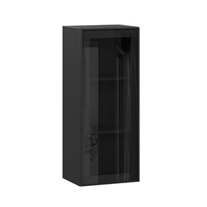 Навесной шкаф высокий со стеклом 400 Индиго ЛД 298.420.000.068, Чёрный/Чёрный в Чебоксарах