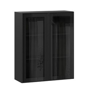 Шкаф кухонный высокий со стеклом 800 Индиго ЛД 298.460.000.156, Чёрный/Чёрный в Чебоксарах