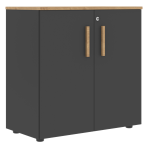 Шкаф широкий низкий с малыми дверцами FORTA Графит-Дуб Гамильтон  FLC 80.1(Z) (798х404х801) в Чебоксарах