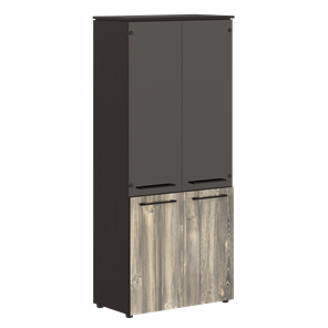Шкаф колонка со стеклянными и глухими дверями MORRIS  Дуб Базель/Венге Магия MHC 85.2 (854х423х1956) в Чебоксарах