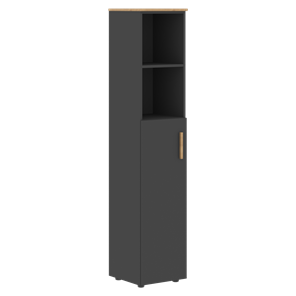 Высокий шкаф колонна с глухой средней дверью левой FORTA Графит-Дуб Гамильтон  FHC 40.6 (L) (399х404х1965) в Чебоксарах
