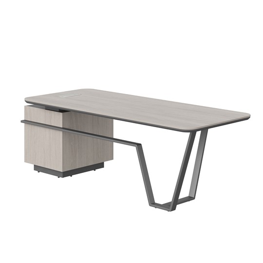 Стол с комбинированной столешницей и правой тумбой LINE Дуб-серый-антрацит СФ-571101.1 (2225х900х762) в Чебоксарах - изображение 1