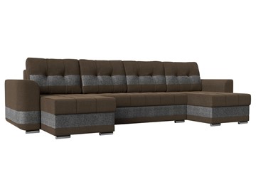 П-образный диван Честер, Коричневый/серый (рогожка) в Чебоксарах