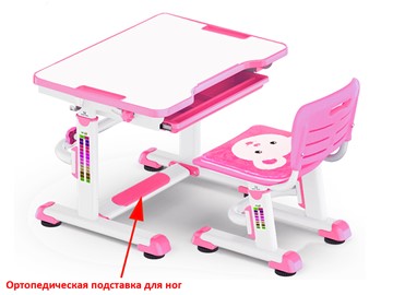 Растущая парта и стул Mealux BD-08 Teddy, pink, розовая в Чебоксарах