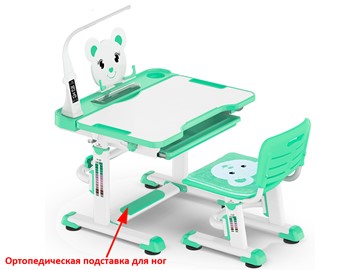 Растущий стол и стул Mealux EVO BD-04 Teddy New XL, с лампой, green, зеленая в Чебоксарах