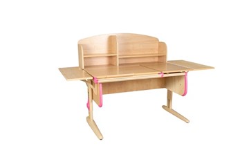 Детский стол-трансформер 1/75-40 (СУТ.25) + Polka_b 1/550 (2 шт.) + Polka_n 1/1200  бежевый/бежевый/розовый в Чебоксарах