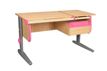 Детский стол-трансформер 1/75-40 (СУТ.25) + Tumba 1 Бежевый/Серый/розовый в Чебоксарах