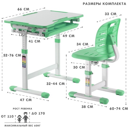 Комплект растущей мебели SET Holto-2 зеленый в Чебоксарах - изображение 7