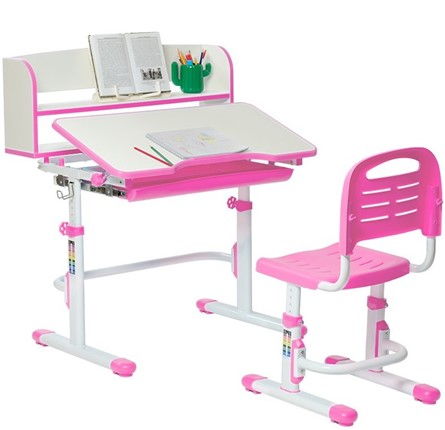 Комплект растущей мебели SET HOLTO-26 с надстройкой (розовый) в Чебоксарах - изображение