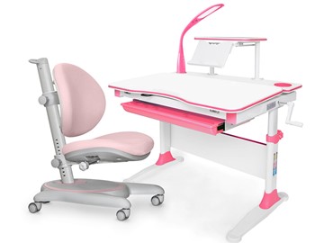 Растущая парта + стул Комплект Mealux EVO Evo-30 PN (арт. Evo-30 PN + Y-508 KP), серый, розовый в Чебоксарах