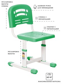 Растущие парта + стул SET HOLTO-17А, зеленый в Чебоксарах - предосмотр 4