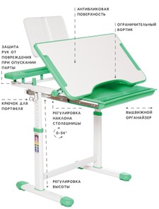 Растущие парта + стул SET HOLTO-17А, зеленый в Чебоксарах - предосмотр 5