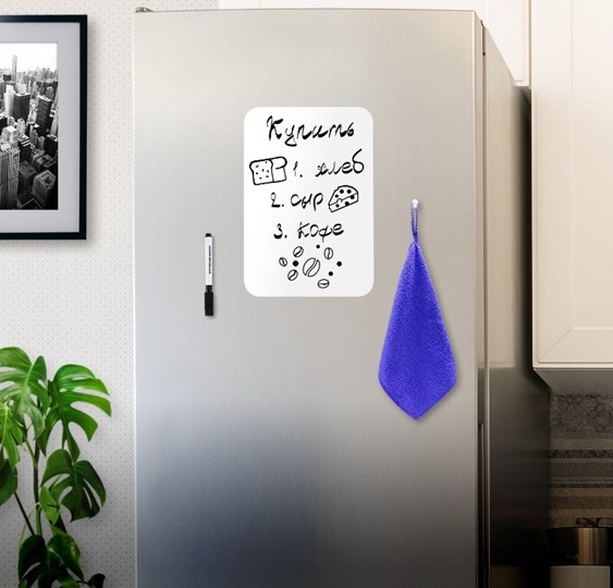 Доска магнитно-маркерная на холодильник BRAUBERG, 30х21 см с маркером, магнитом и салфеткой в Чебоксарах - изображение 2